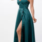 CLEARANCE - La Scala 25895 Open Side Back Spaghetti Tie Stretch Satin Gown (Size XL)