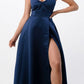 CLEARANCE - La Scala 25895 Open Side Back Spaghetti Tie Stretch Satin Gown (Size XL)