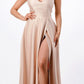 CLEARANCE - La Scala 25895 Open Side Back Spaghetti Tie Stretch Satin Gown (Size XL)