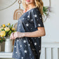 Heimish Full Size Star Print Asymmetrical Neck Short Sleeve Top - Farnelli