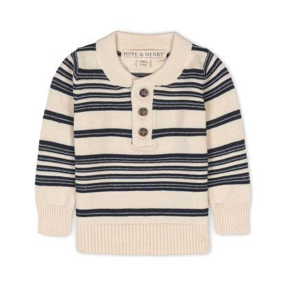 Organic Sweater Henley with Elbow Patches