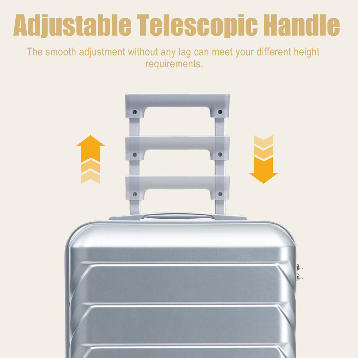 HouseOfZazla 20-inch silver ABS hard shell luggage with four spinner wheels