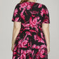 She + Sky Full Size Printed Notched Short Sleeve Frill Tiered Dress Plus Size - Farnelli
