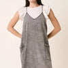 Mittoshop Washed Patch Pocket Mini Cami Denim Dress - Gray
