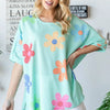 HOPELY Floral Waffle Oversize T-Shirt - Neon Green