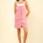 VERY J Half Button Drawstring Sleeveless Romper - Farnelli