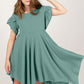 Round Neck Petal Sleeve Dress - Farnelli