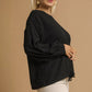 Umgee Full Size Linen Long Sleeve Top with Drawstring Plus Size - Farnelli