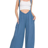 Zenana Woven Tie Back Suspender Jumpsuit - DUSTY BLUE