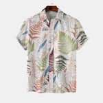 Men's Tropical Fern Print Short Sleeve Button-Up Shirt - Farnelli