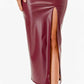 CLEARANCE - La Scala 26019 Mid Length PU leather Pencil Burgundy Skirt (Small) (Copy)