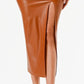 CLEARANCE - La Scala 26019 Mid Length PU leather Pencil Burgundy Skirt (Small) (Copy)