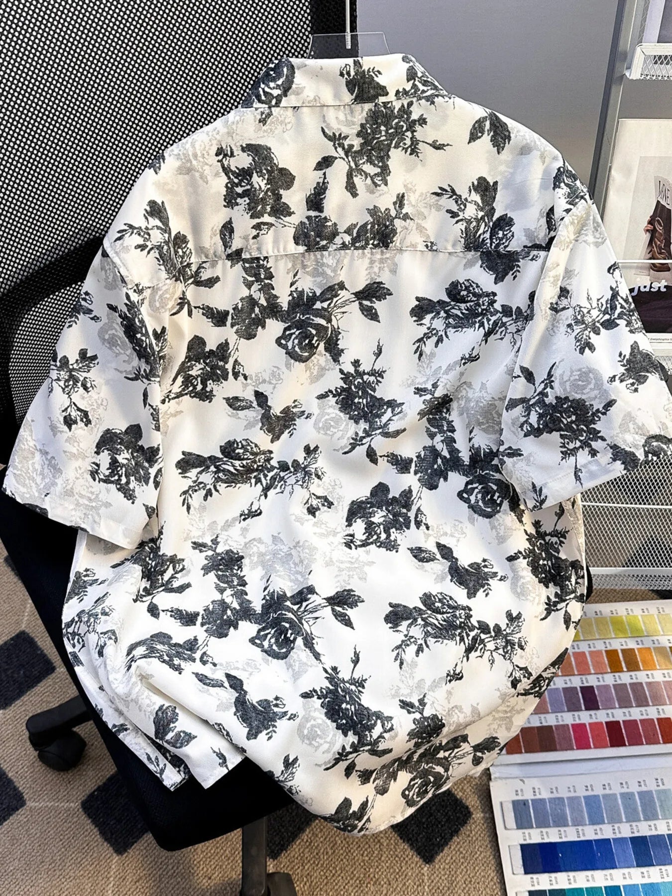 Men's Plus Size Printed Button Up Short Sleeve Shirt - Farnelli