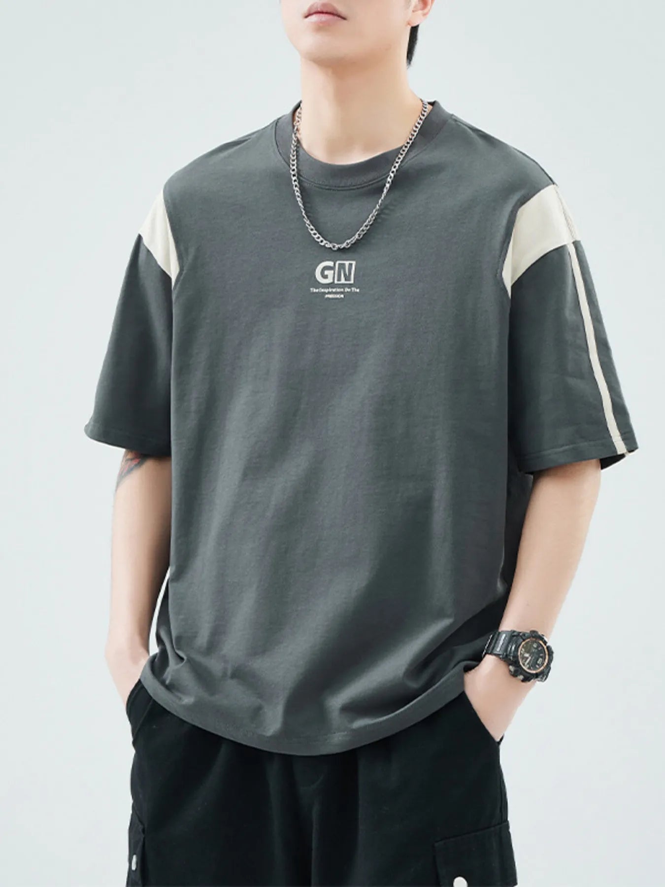 Men's Plus Size Round Neck Short Sleeve T-Shirt - Farnelli