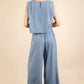 VERY J Solid Woven Top & Pants Set - Farnelli