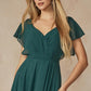 Juliet 261 Flutter Sleeve Formal Dress Cascade Back