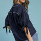 Umgee Full Size Embroidered Detail Button Down Shirt Plus Size - Farnelli