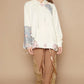 POL Floral Patchwork Distressed Drawstring Hoodie - Farnelli