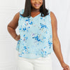 Sew In Love Off To Brunch Full Size Floral Tank Top - Light Blue