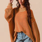 SO ME Oversized Two Tone Textured V Neck Sweater - Farnelli