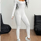 Square Neck Long Sleeve Active Jumpsuit - Farnelli