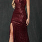 Juliet 264 Long Fitted Sequin Dress Sheer Sides