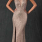 Juliet 264 Long Fitted Sequin Dress Sheer Sides