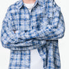 Men's Plus Size Plaid Button Up Long Sleeve Shirt - Blue