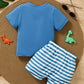 Children's Dinosaur Print Tee & Striped Shorts Set - Farnelli