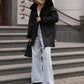 Alaska® Grazia reversible black faux shearling hooded coat parka with plush lining and front pockets