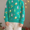 Children's Christmas Print Round Neck Sweatshirt - Turquoise