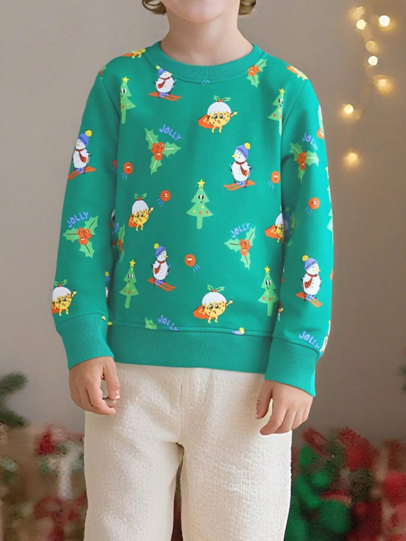 Children's Christmas Print Round Neck Sweatshirt - Farnelli