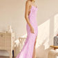 Juliet 266 Embroidered Lace Fitted Evening Dress Side Slit