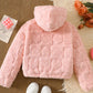 Children's Heart Pattern Fuzzy Hooded Outerwear - Farnelli