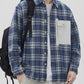Men's Plus Size Plaid Button Down Shirt with Contrast Pocket - Farnelli
