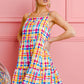 BiBi Multi Colors Plaid Sleeveless Sun Dress - Farnelli