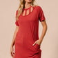 BiBi Front Cutout Mini Tee Dress with Pockets - Farnelli