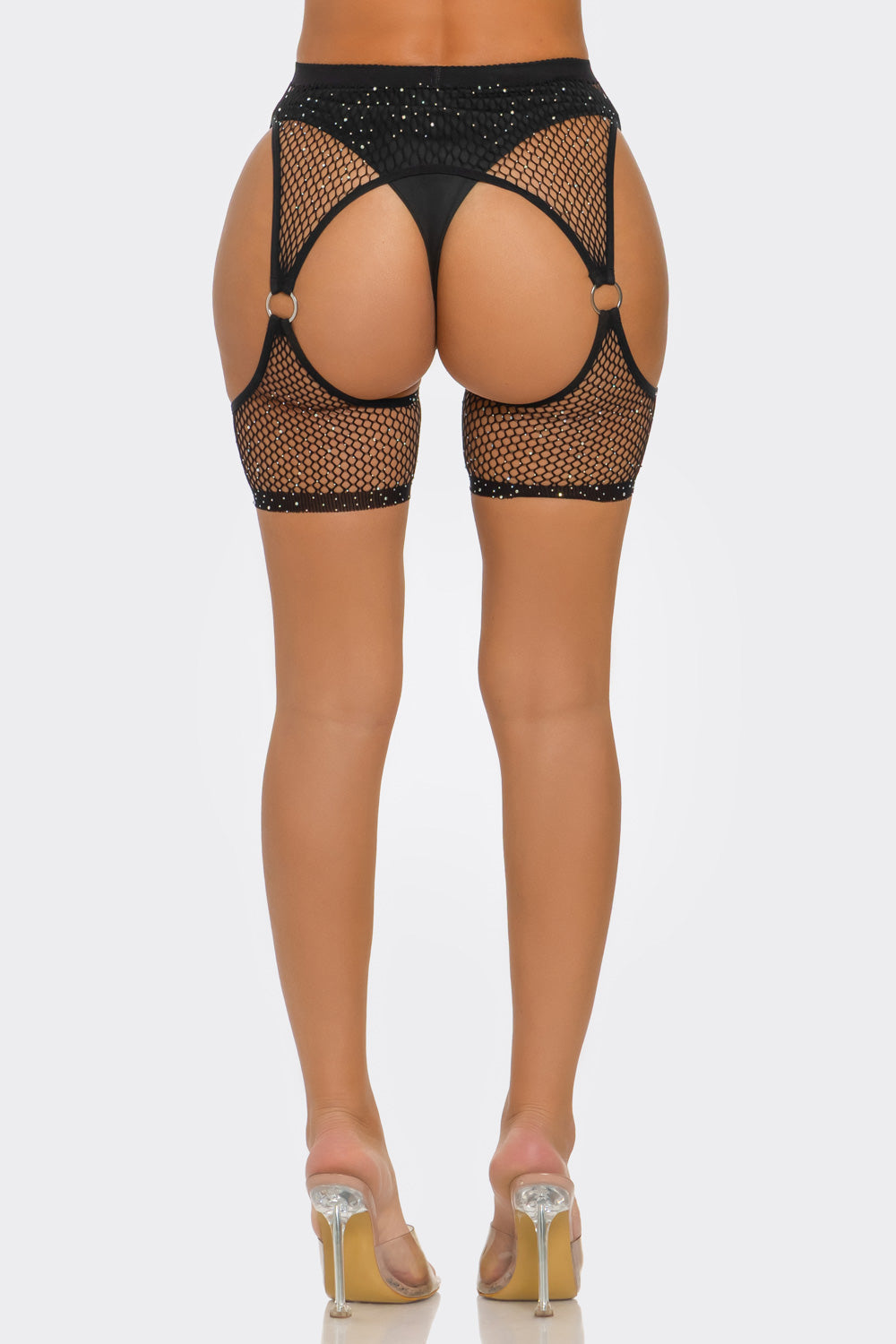 2686 Ringed Fishnet Crop Tights-2