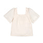 Organic Flounce Sleeve Eyelet Top