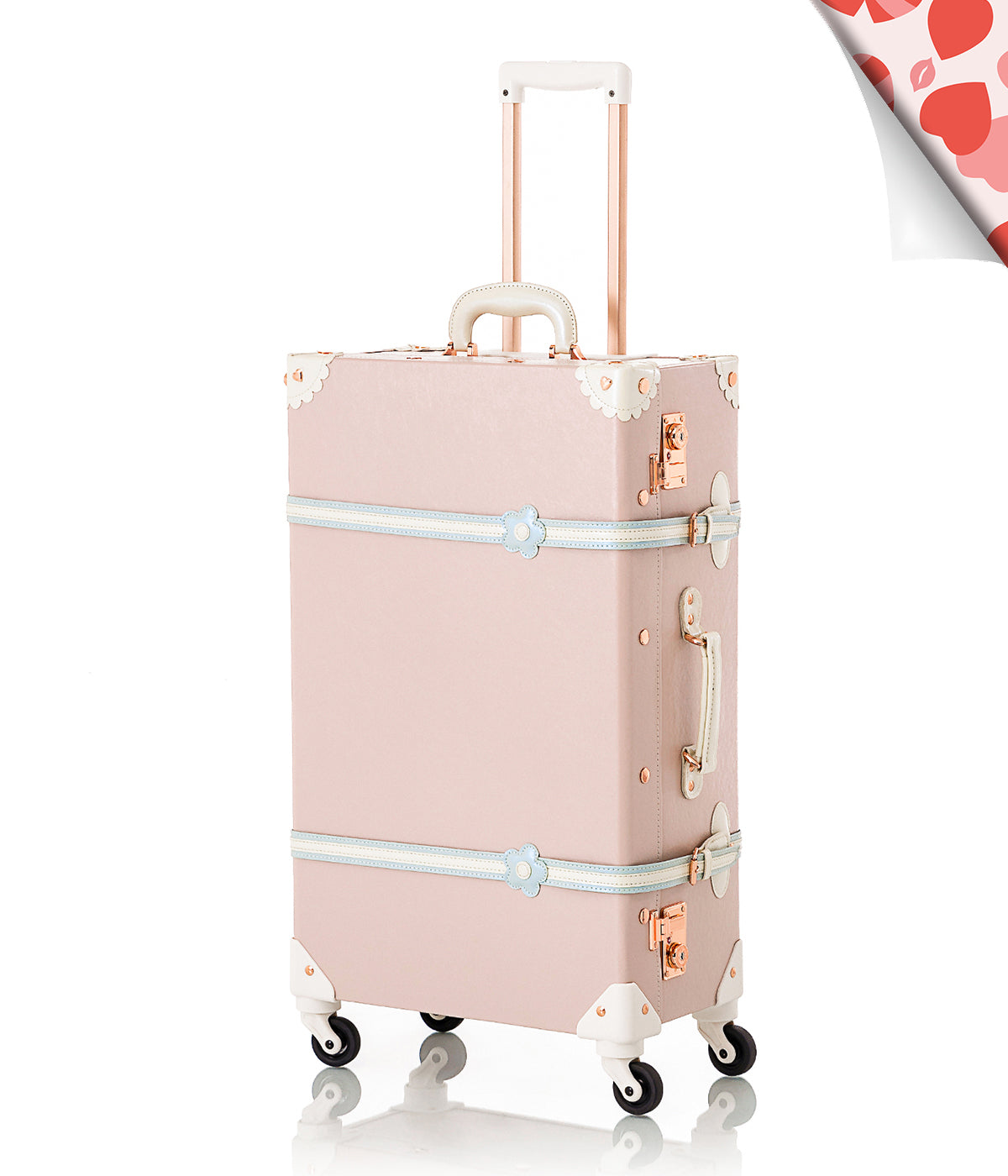 COTRUNKAGE Minimalism XL Check-in suitcase in cherry pink with sleek design and sturdy handle for travel convenience.