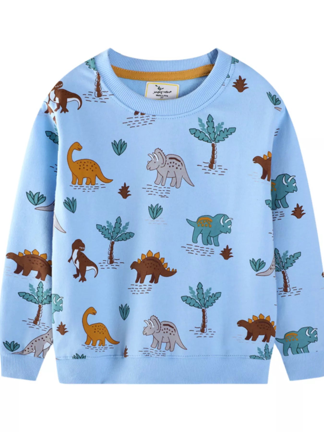 Children's Dinosaur Print Crew Neck Sweatshirt - Farnelli