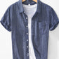 Men's Striped Collared Neck Short Sleeve Shirt - Farnelli