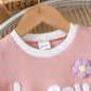 Children's Honey Flower Waffle Knit Tee and Shorts Set - Farnelli
