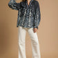 Umgee Full Size Floral Vine Print Blouse with Balloon Sleeves Plus Size - Farnelli