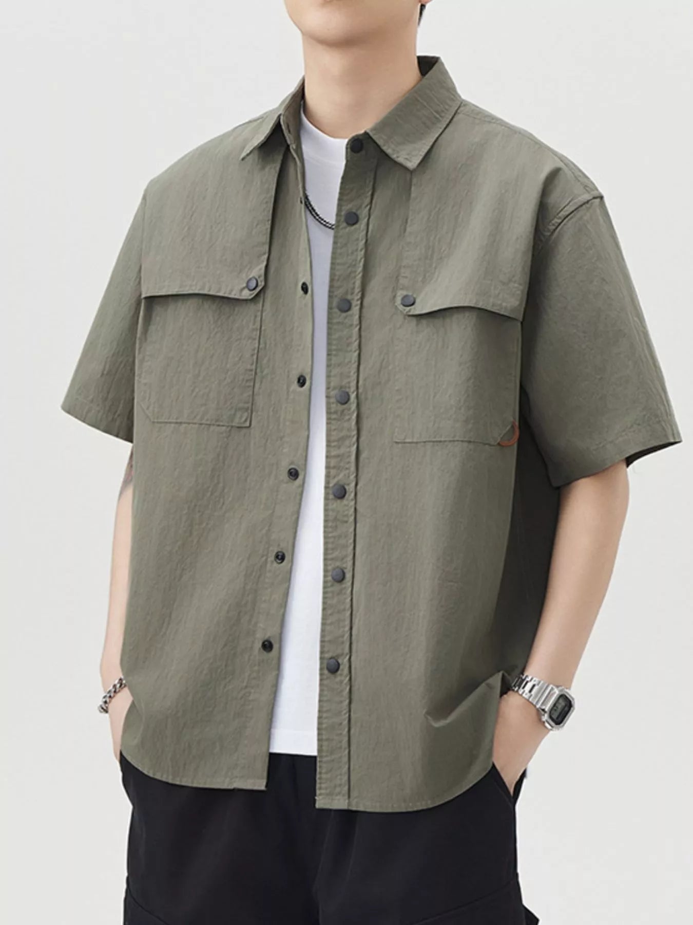 Men's Button Up Short Sleeve Shirt - Farnelli