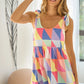 BiBi Multi Color Block Brushed Tied Ribbon Shoulder Top - Farnelli