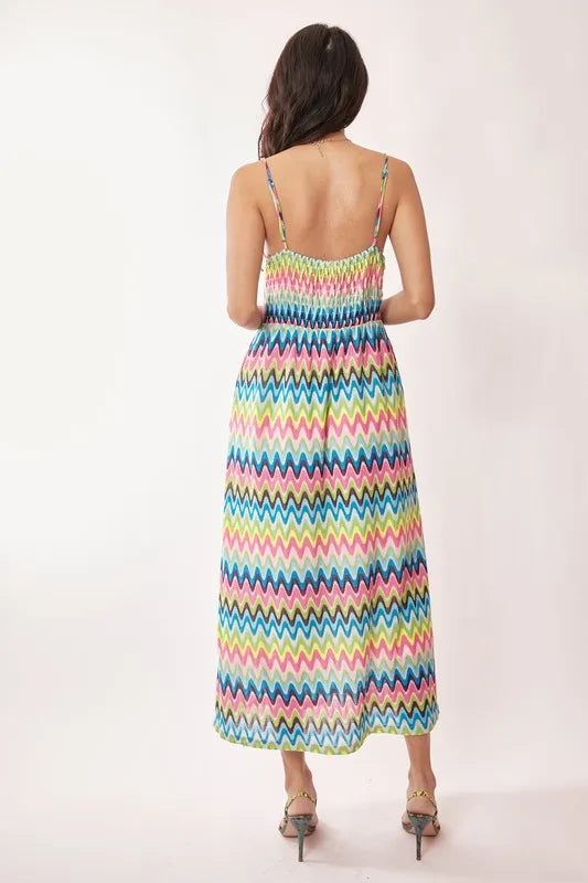 Davi & Dani Multi Color Crochet Lace Midi Dress - Farnelli