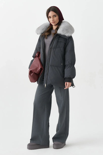 Genuine Blue Fox Down Fill Coat