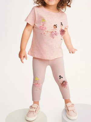 Children's Ballerina Round Neck Top and Pants Set - Farnelli