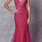 Juliet 271 Glitter Mesh Fitted Evening Gown